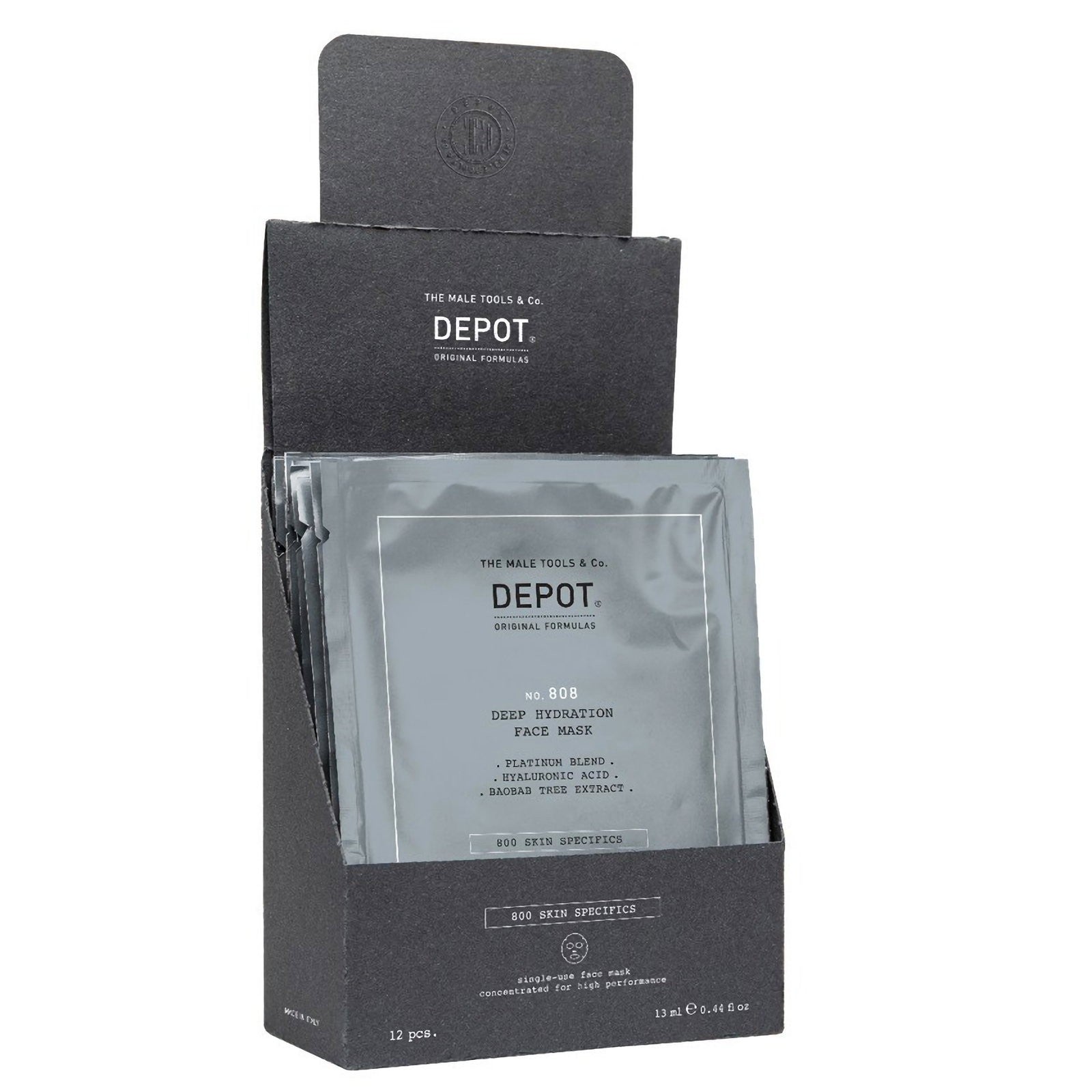 Sarja Depot 800 Skin Specifics No. 808 Hyaluronihappo Maschera Syväkosteuttava/rauhoittava ja virkistävä kasvopaperi päivä 12 kpl 13 ml