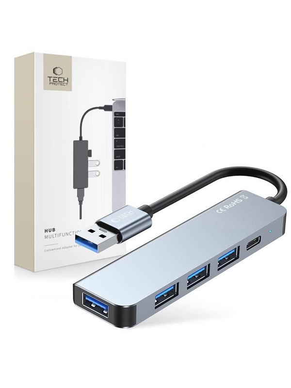 USB-hubb Tech-Protect V0-HUB adapter 5-i-1 grå