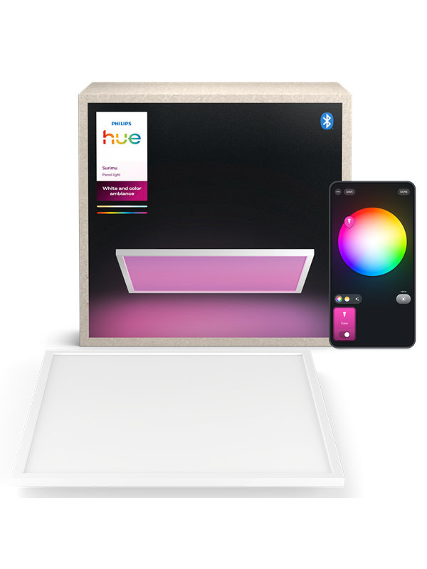 Philips Hue White and Color Ambiance Surimu - Kattovalaisinpaneeli - LED - 600 x 600 mm - 60 W - RGBW light - 2200-6500 K - neliö - valkoinen kehys