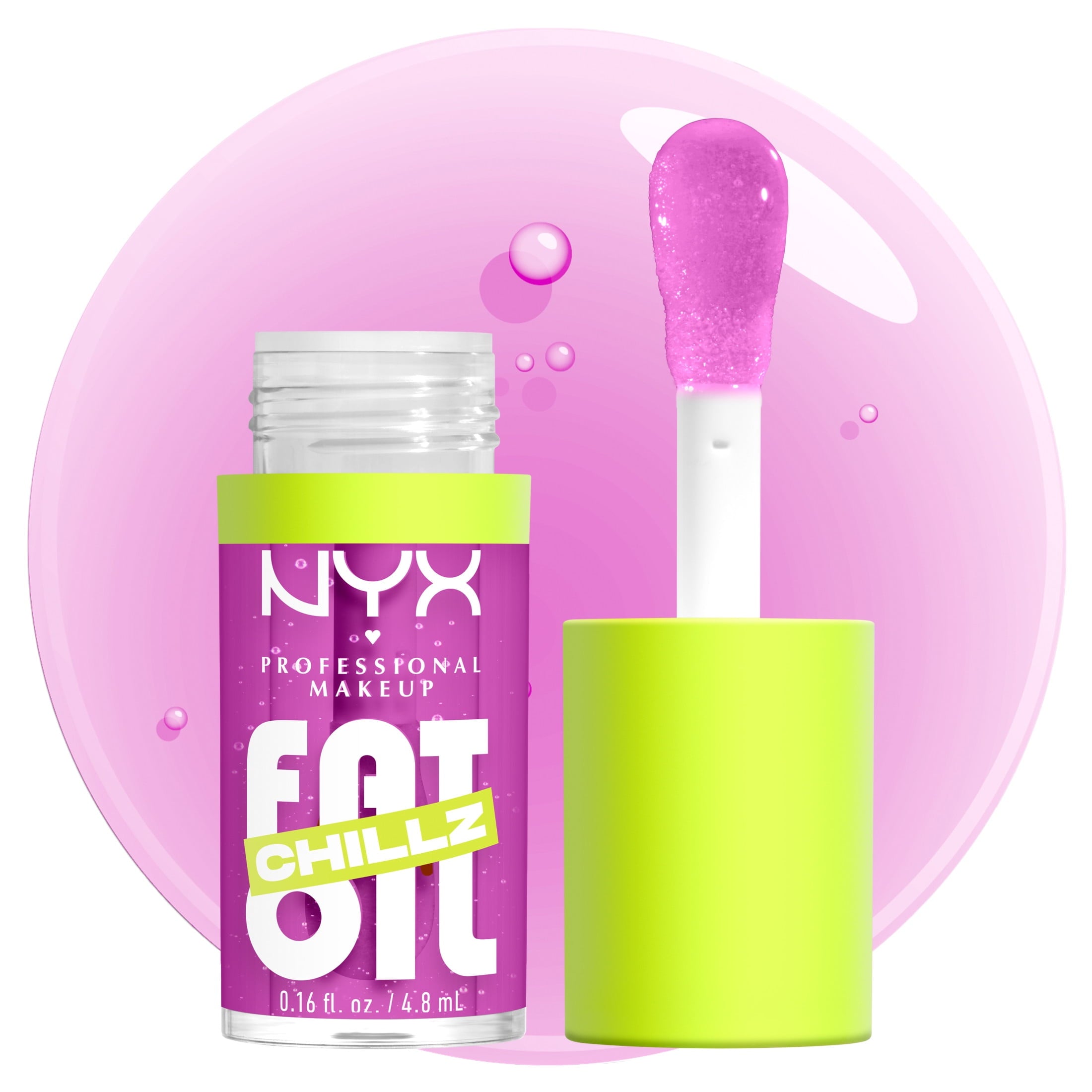NYX Ammattimainen meikkirasva Oil Chillz-huuliöljy viilentävällä vaikutuksella, väri 4,8 ml, violetti