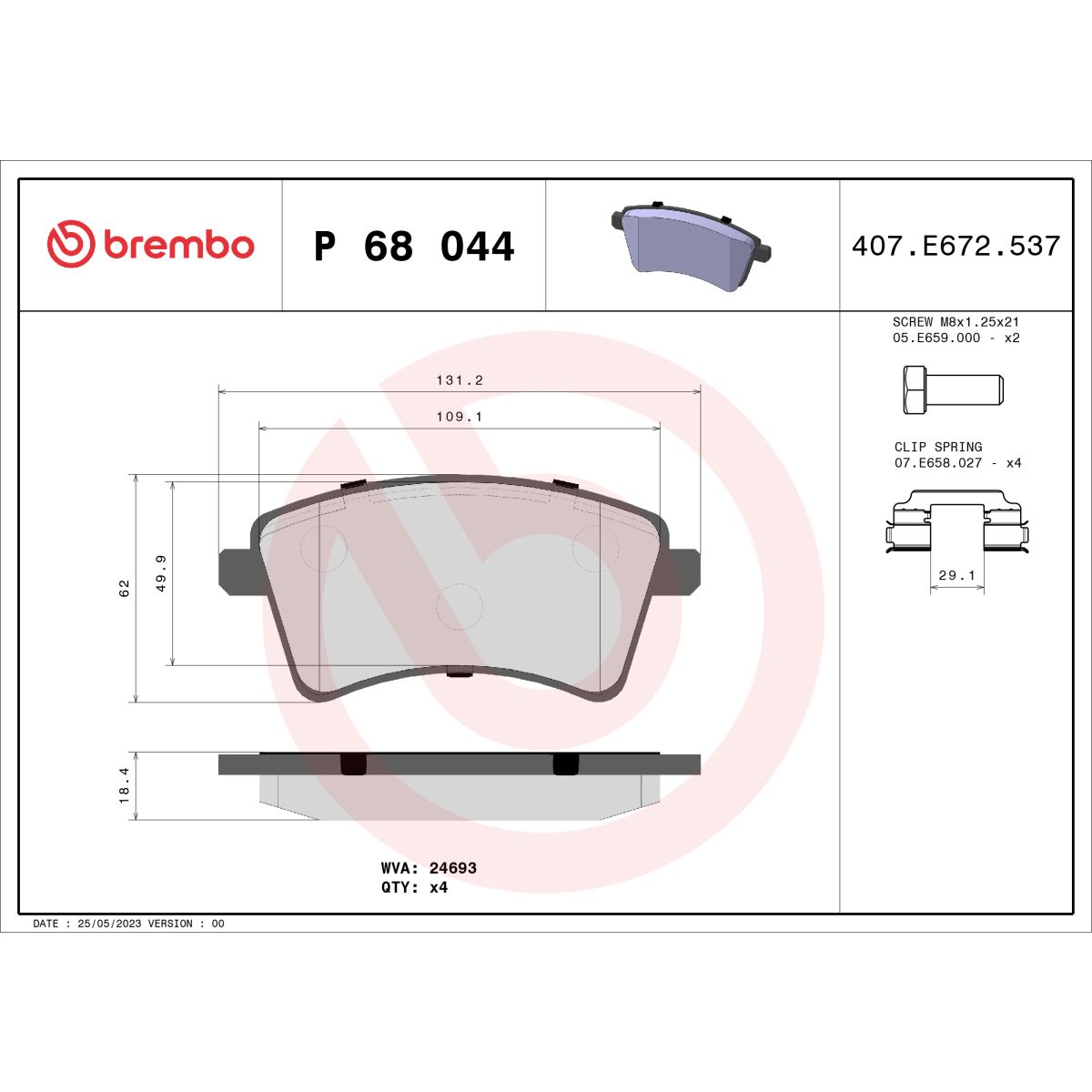 Jarrupalat, levyjarru BREMBO P 68 044