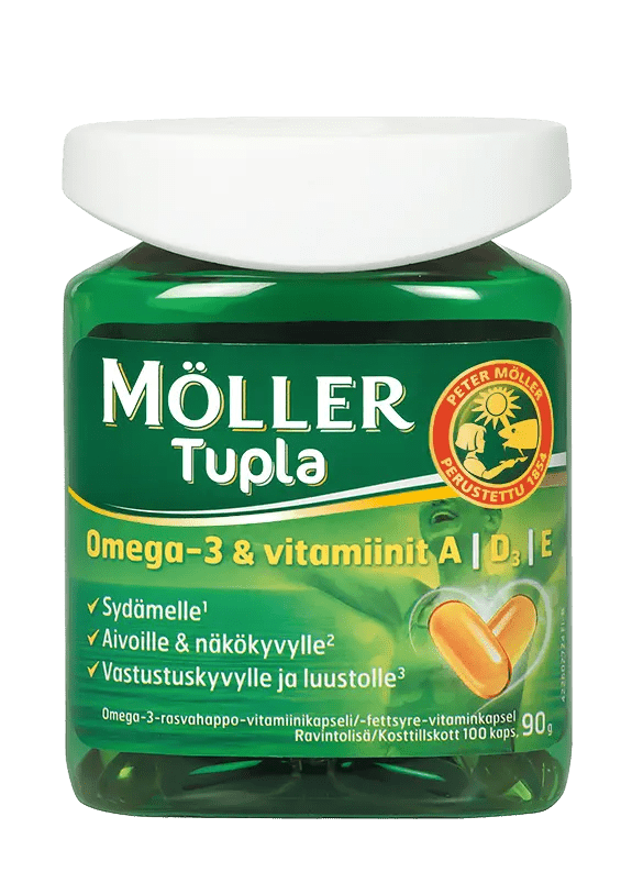 Möller Tupla Omega-3 + A,D,E 100 kpl