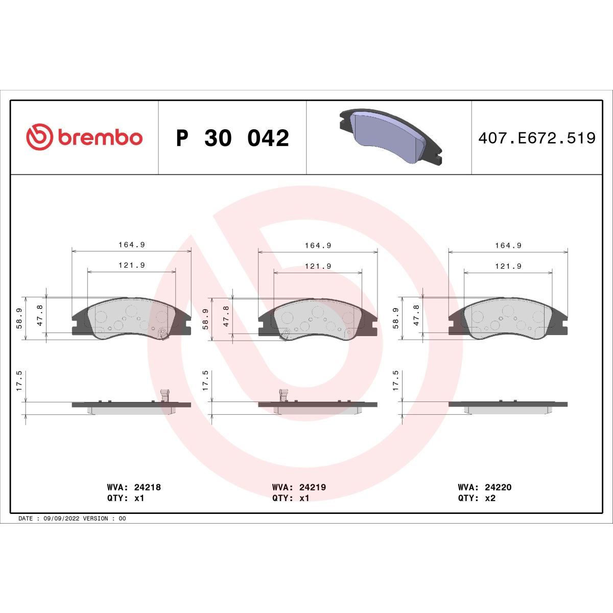 Jarrupalat, levyjarru BREMBO P 30 042