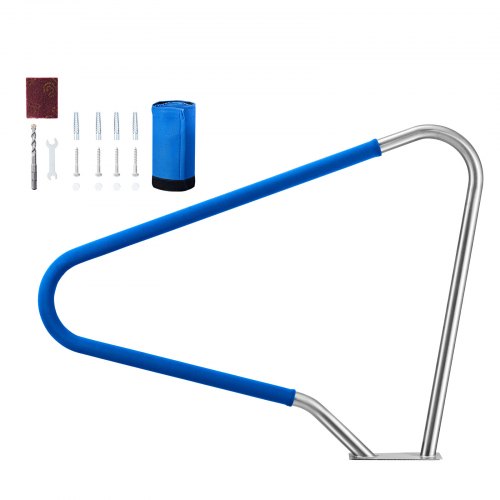 VEVOR Pool Rail, 122 x 91.5 cm Pool Handrail, 100kg Load Capacity Heavy Duty 304 Stainless Steel Swimming Handrail, Detachable Nonslip Sleeve, Rich Accessories, for Poolside, Water Parks, Spa Centers
