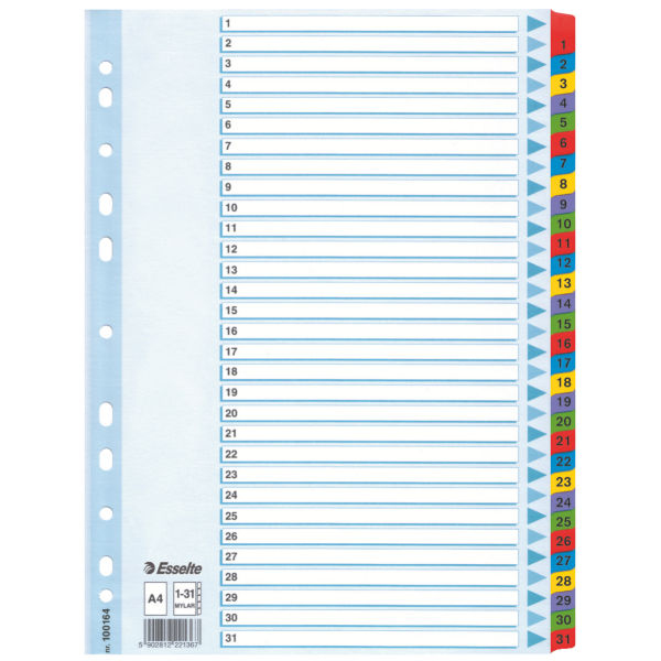 ESSELTE Kartonkirekisteri Esselte Mylar A4, 1-31 100164 Vastaa: N/A