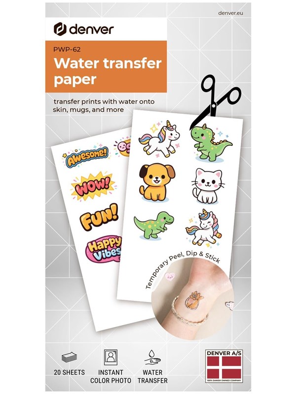 DENVER PWP-62 - Water tranfer photo print paper for Denver MCP-6010 printer
