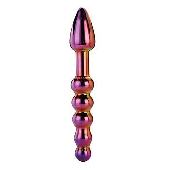Dream Toys - Lasinen anaalidildo, kaksipäinen, kestävä, hygieeninen, borosilikaattilasi, hehkuva lila