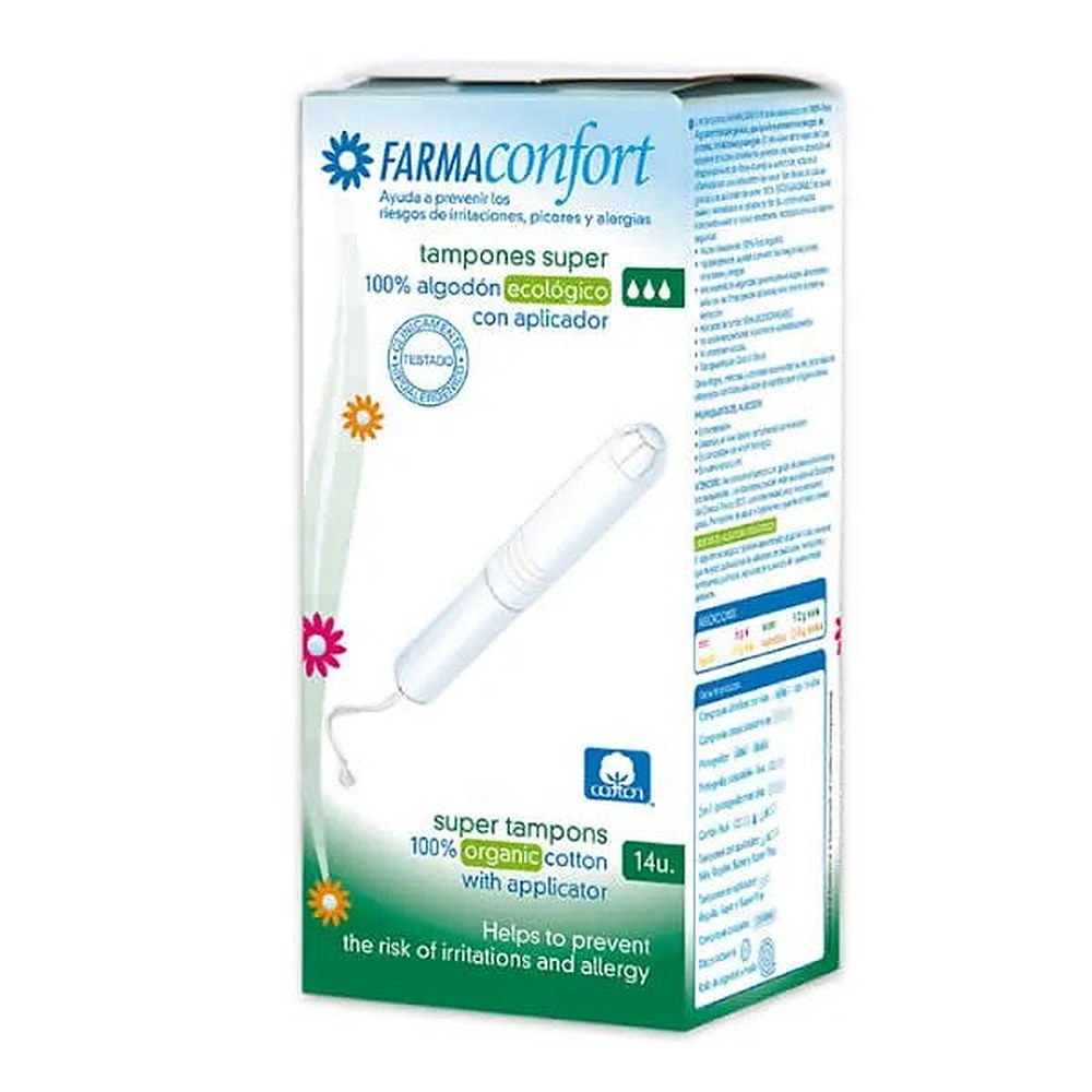 FarmaConfort Puuvillaiset terveyssiteet applikaattorilla, superkoko 14 yksikköä