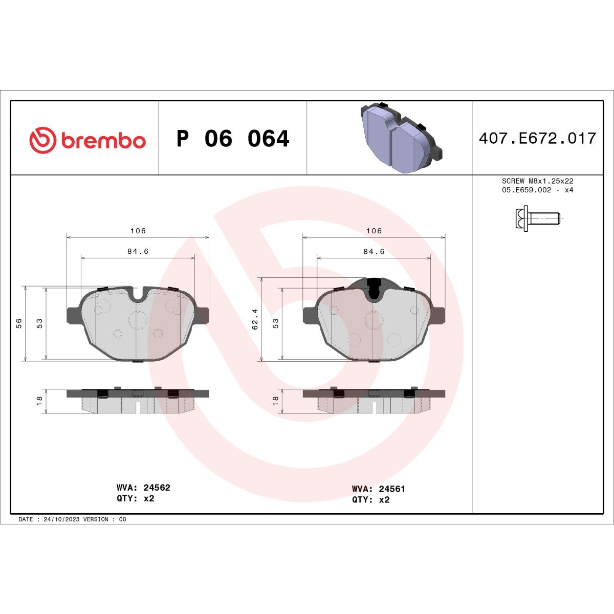 Jarrupalat, levyjarru BREMBO P 06 064X
