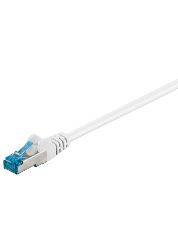 Goobay Patchkabel CAT 6A, S/FTP (PiMF), vit, 15 m opparledare (CU), halogenfri kabelhölje (LSZH)