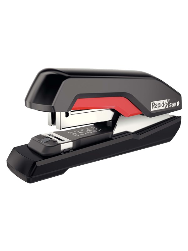 Rapid Nitoja S50 Super flatclinch 50 arkkia, 50 arkkia, Musta, Punainen, Litteä nidonta, 24/8, 26/8, Muovi, 80 g/m²