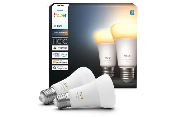 Philips Hue White ambiance A60 - E27-älylamppu - 1 100, Älylamppu, Bluetooth/Zigbee, Valkoinen, LED, E27, A19