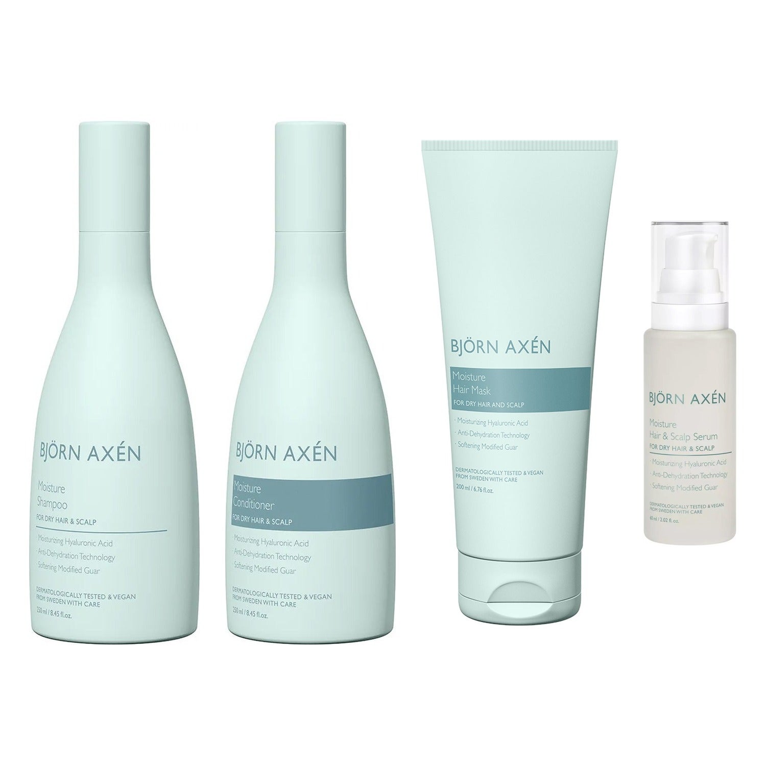 Björn Axén Intensive Moisture Hair Care Routine Shampoo 250 Ml, Conditioner 250 Ml, Hair Mask 200 Ml, Serum 60 ml - 760 ml