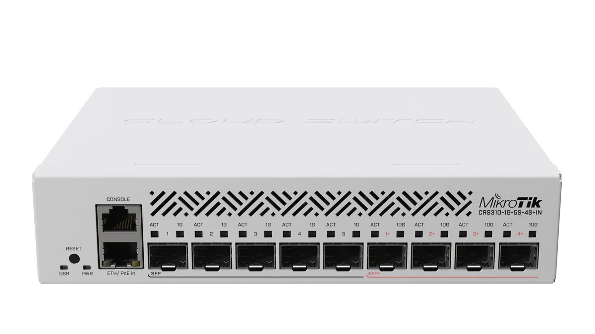 MikroTik CRS310-1G-5S-4S+IN / L3 kytkin (4 x 10 Gigabit SFP+ / 5 x Gigabit SFP)
