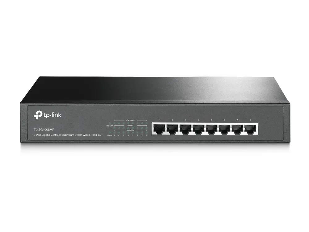 TP-Link TL-SG1008MP - 8-porttinen hallitsematon Gigabit Ethernet PoE+ -kytkin, Musta