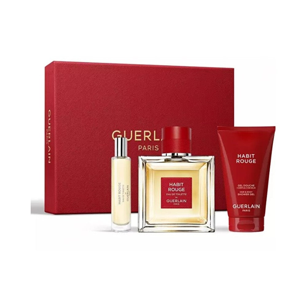 GUERLAIN Habit Rouge -lahjarasia miehille GUERLAIN Habit Rouge Edt 100ml + GUERLAIN Habit Rouge edt 10 ml + suihkugeeli 75 ml