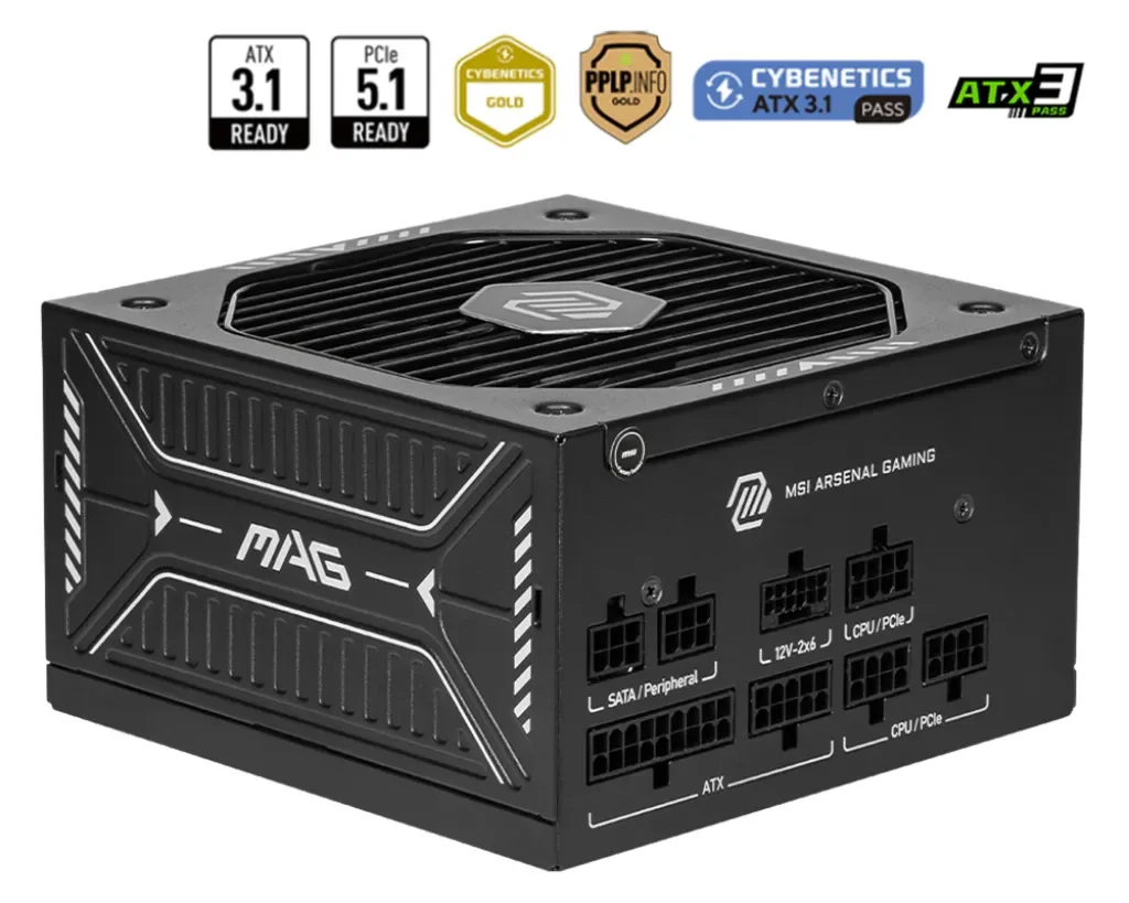 MSI MAG A750GLS PCIE5 750W -virtalähde, 80 Plus Gold