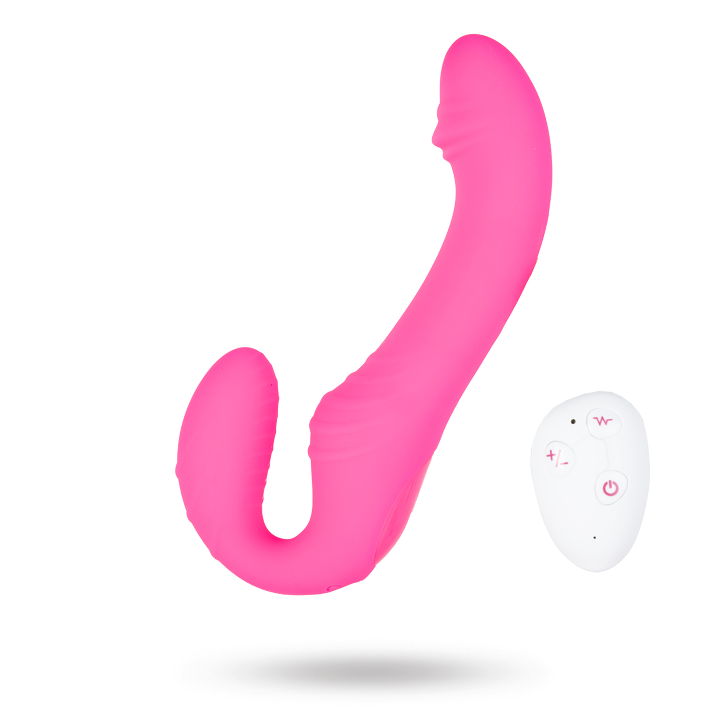 Triple Vibration Strap-On Vibrator Wireless Remote Pink Strap-on valjailla