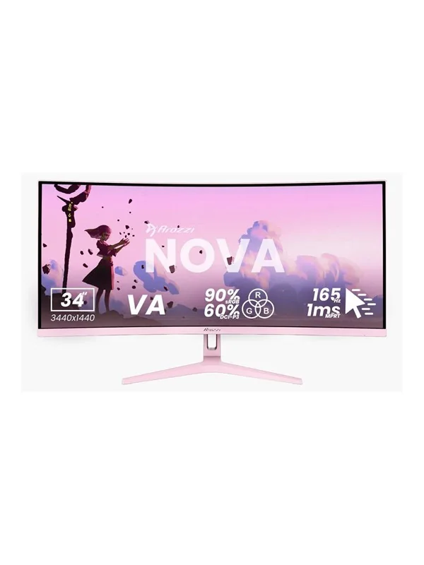 Arozzi Nova 34“ Curved VA 165Hz - Gaming Monitor - Pink