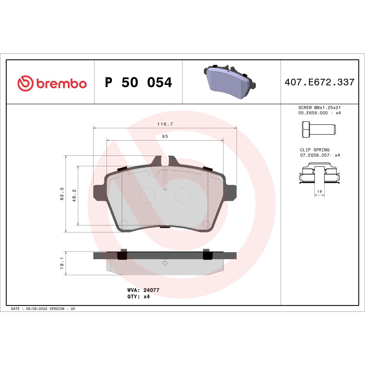 Jarrupalat, levyjarru BREMBO P 50 054