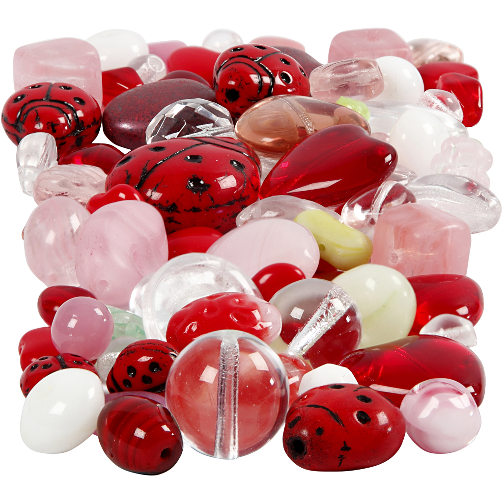 Creativ Company Glass Beads Various Ladybug Heart Leaves 60 grams