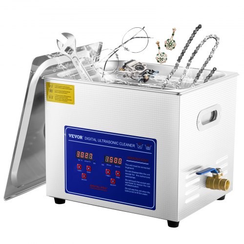 VEVOR Professional Ultrasonic Cleaner, 10 L Ultrasonic Jewelry Cleaner with Digital Timer & Heater, Stainless Steel Industrial Sonic Cleaner 40kHz for Glasses, Watches, Rings, Small Parts