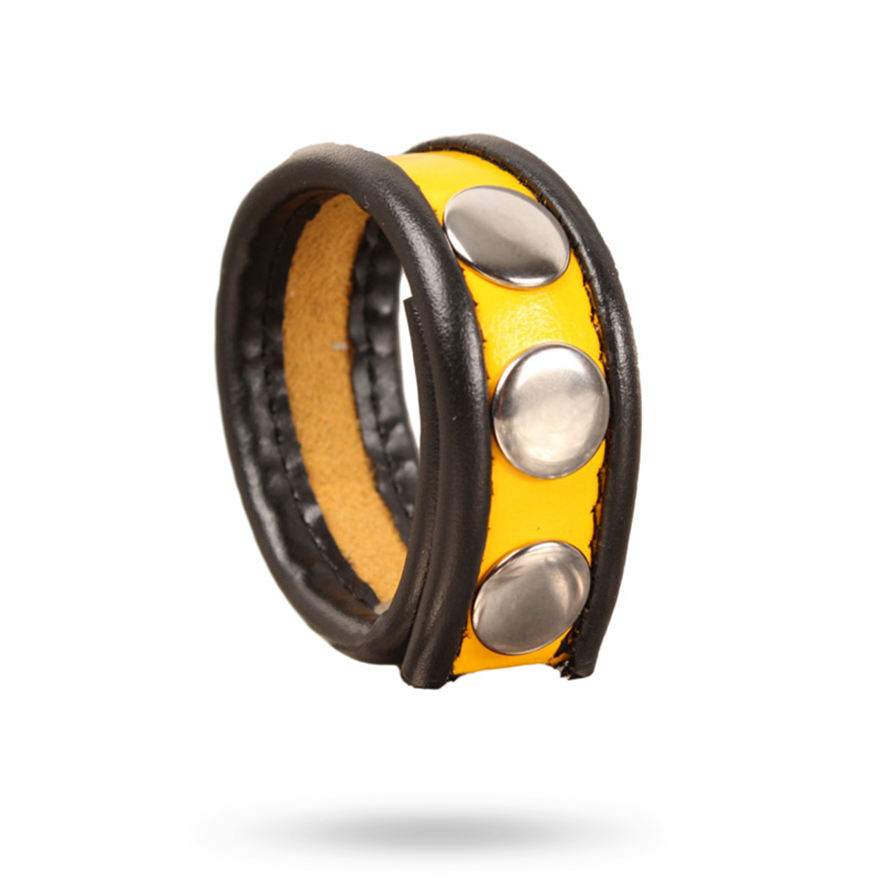 The Red Leather Cockring 3-snaps Black-Yellow Penisrengas