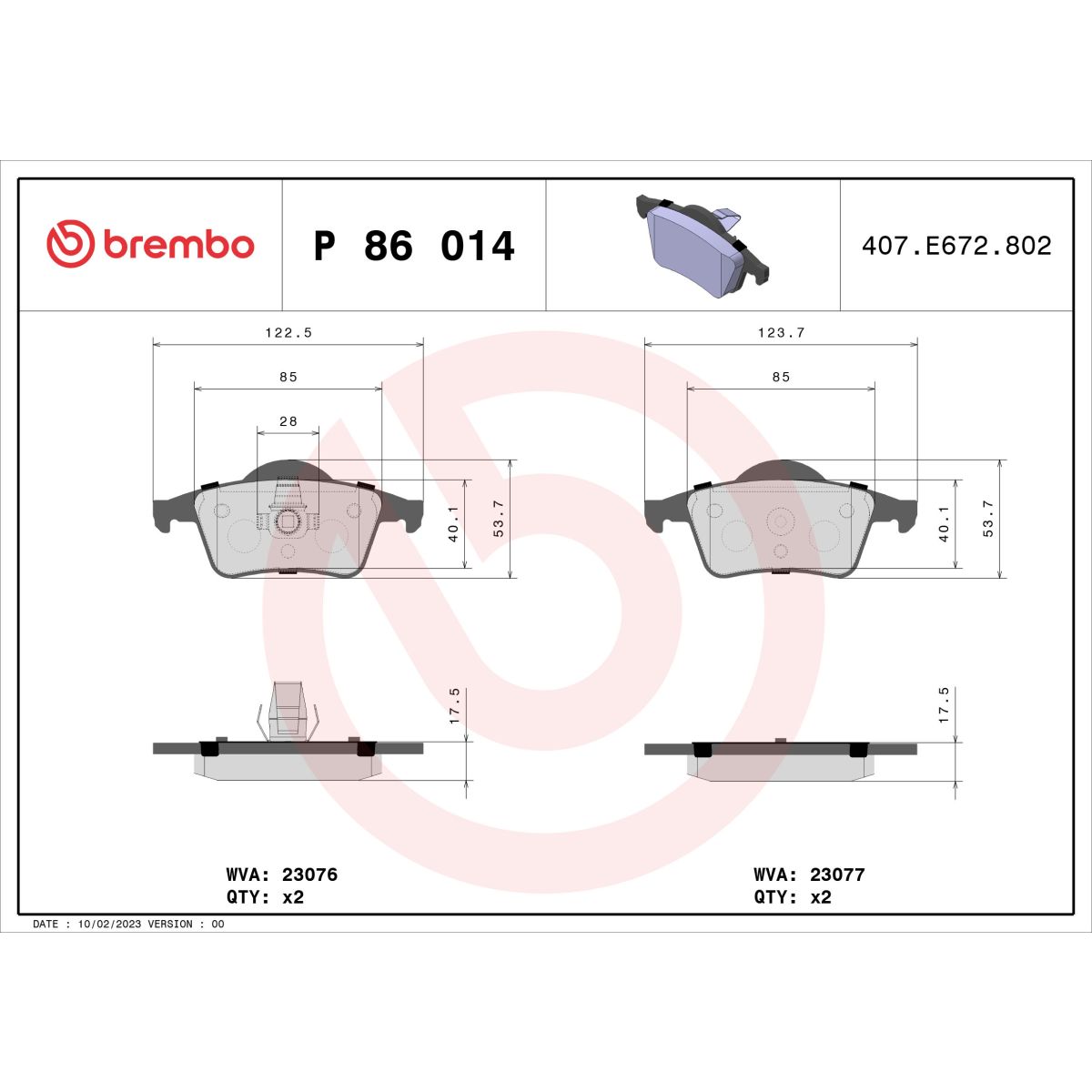 Jarrupalat, levyjarru BREMBO P 86 014