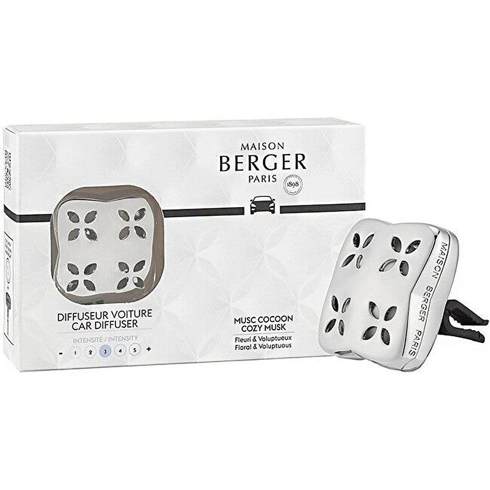 Maison berger paris Cozy Silver -autotuoksutuoksupakkaus + Cozy Musk -täyttöpakkaus