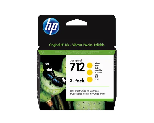 HP 712 -mustekasettipakkaus, keltainen, 3 kpl