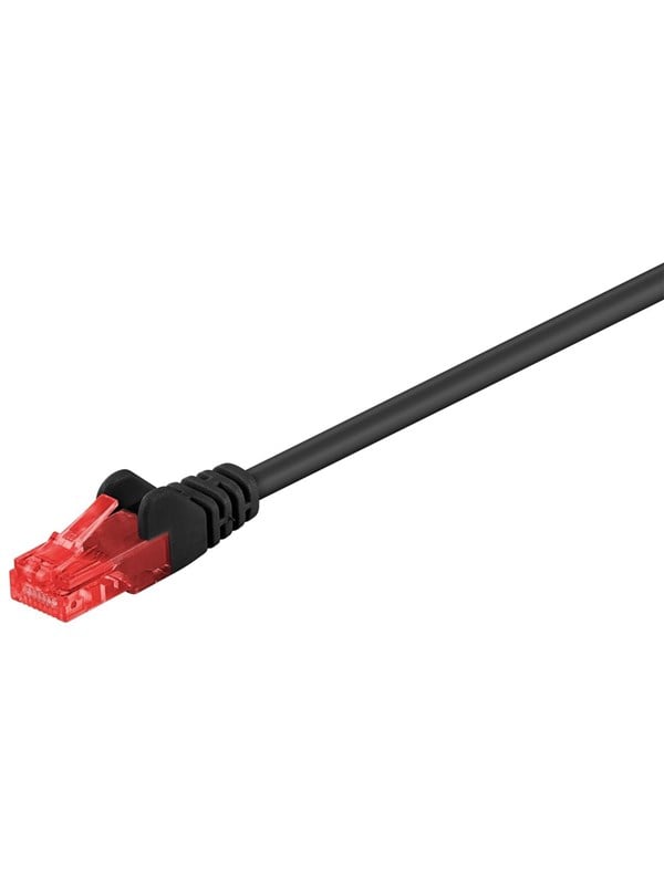Goobay CAT 6 patchkabel, U/UTP, svart kopparklädd aluminiumtråd (CCA)