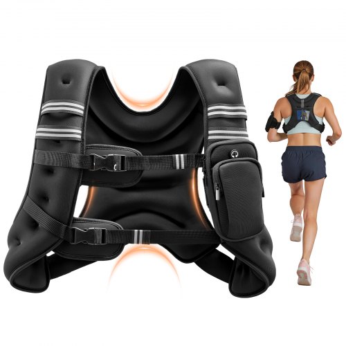 VEVOR Weighted Vest, 20 lbs Weight Vest with Reflective Stripe, Adjustable Buckle Body Weight Vest for Men Women, Workout Equipment for Strength Training, Running, Jogging, Fitness, and Weight Loss