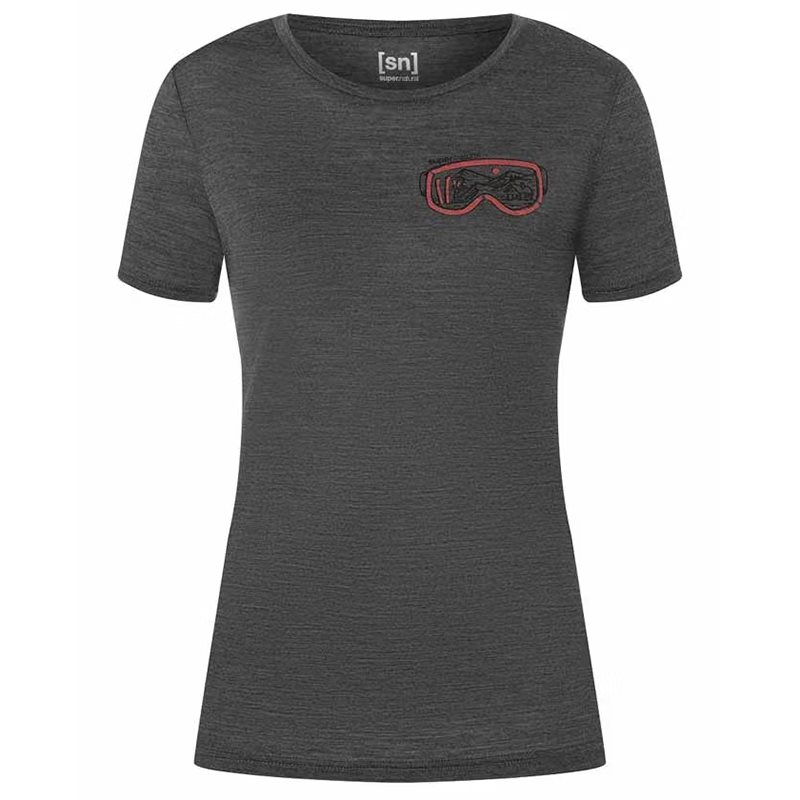 Super.natural Goggle Tee Women Black/Red/Silver - XS