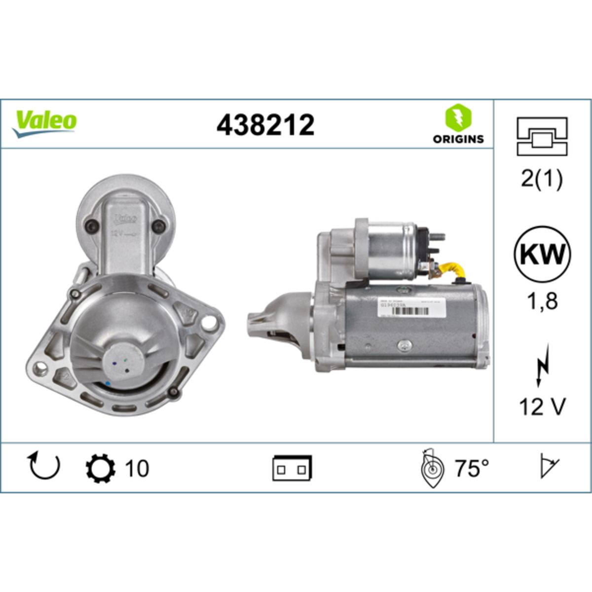 Käynnistysmoottori VALEO 438212