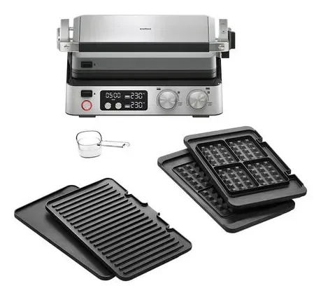 Braun MultiGrill 7, musta, Ruostumaton teräs, Suorakulmainen, Painikkeet, Rotaatio, 667 cm², 290 x 230 mm, Muottivalettu alumiini