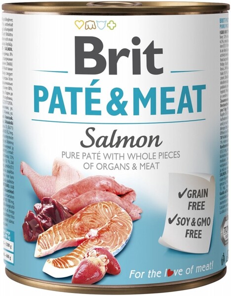 Brit Paté & Meat Salmon, Koiran märkäruoka, Adult, Viljaton, 800 g