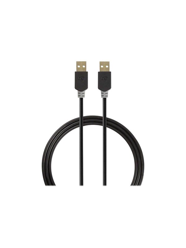 USB kaapeli | USB 2.0 | USB-A Uros | USB-A Uros | 480 Mbps | Kullattu | 2.00 m | Pyöreä | PVC | Antrasiitti | Laatikko