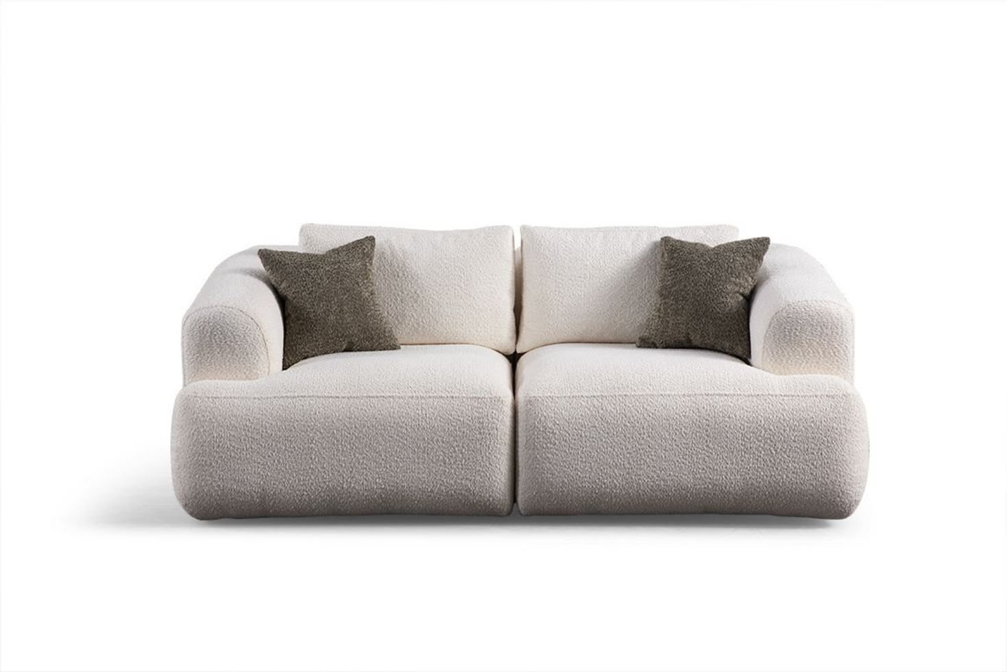 Norda Design Tyylikäs 2-istuttava sohva, valkoinen, 200x105x85 cm | Kestävä puu/lastulevykehys, 100 % polyesteri, kemiallisesti puhdistettava