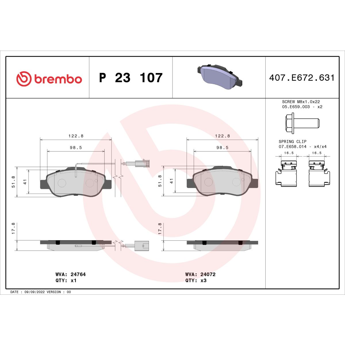 Jarrupalat, levyjarru BREMBO P 23 107