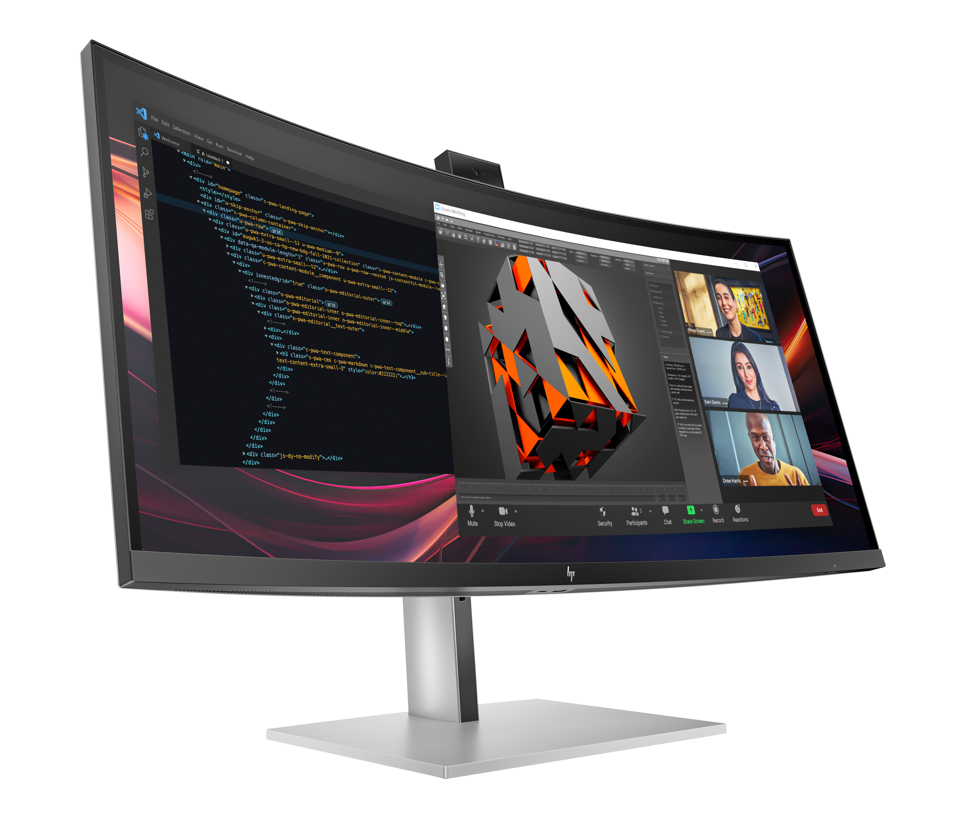 HP Series 7 Pro 734pm 34" UWQHD, IPS -kaareva näyttö, Thunderbolt 4 hub