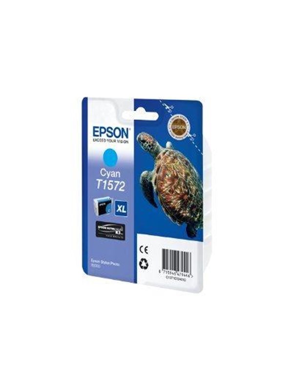 Epson Turtle T1572 syaani, High (L) Yield, Syaani, 25,9 ml, 1 kpl, 2300 sivua, Kertapakkaus