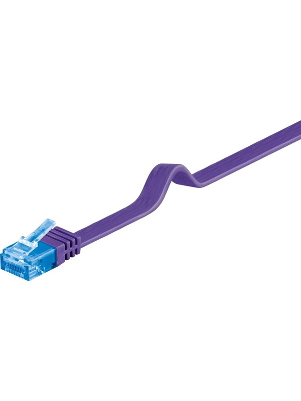 Goobay CAT 6A platt patchkabel, U/UTP, violett kopparledare (CU)