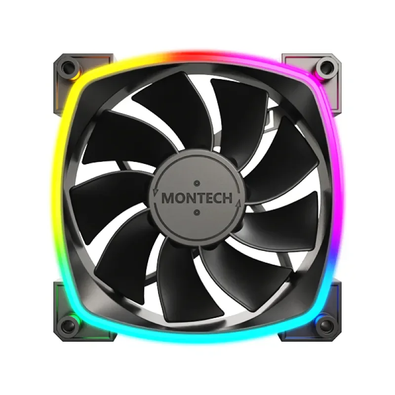 Montech RX120 PWM BK - Reverse - Kotelotuuletin - 120mm - Musta RGB LED valolla - 27 dBA
