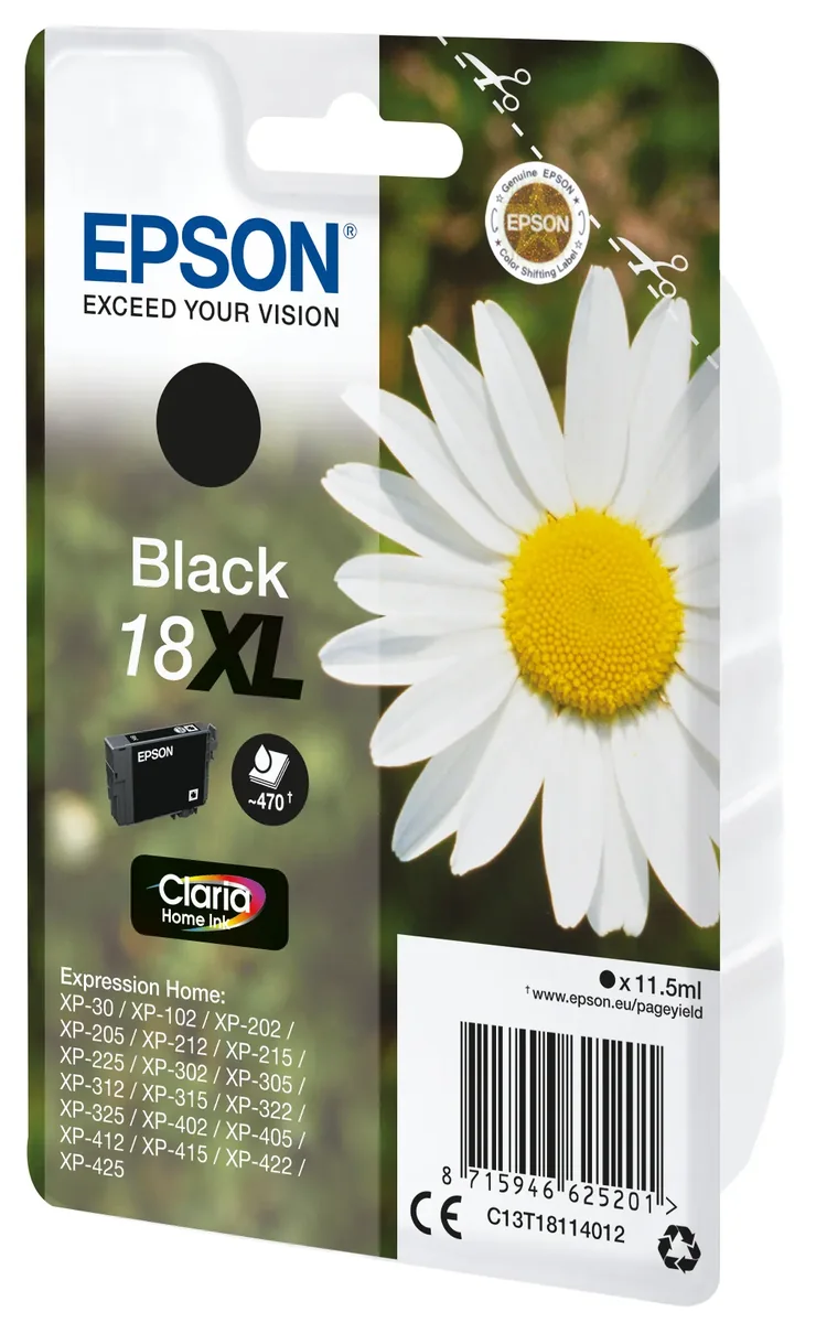 Epson 18XL-mustekasetti, 11.5 ml, musta