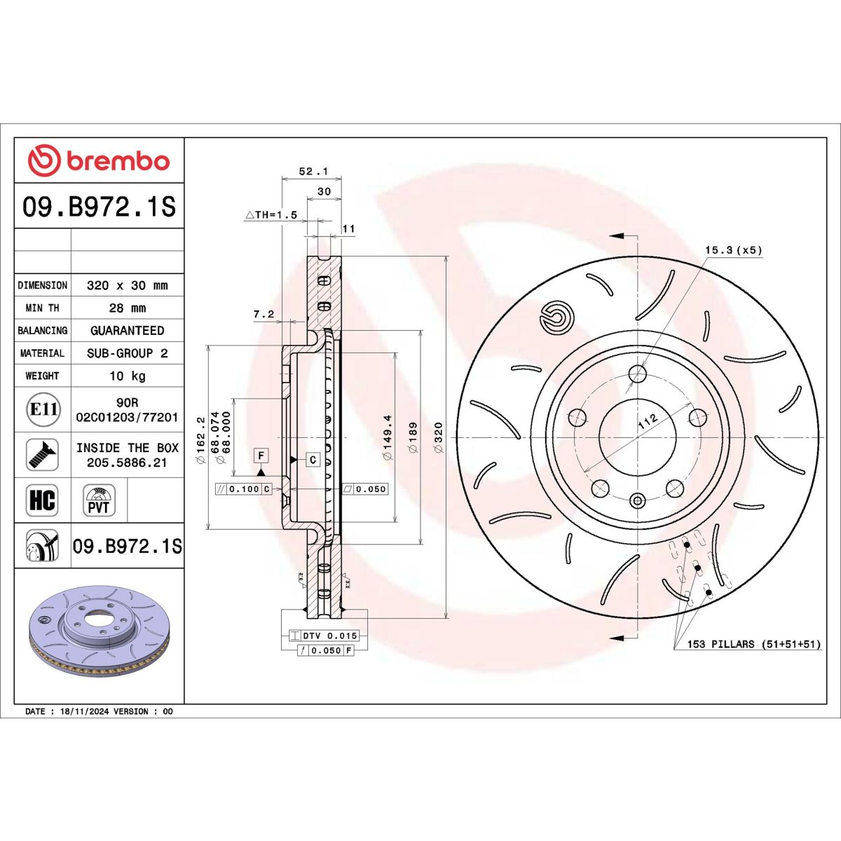 Jarrulevy BREMBO 09.B972.1S