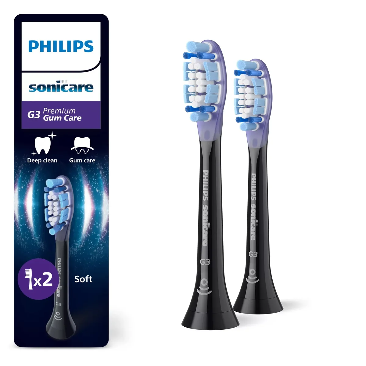 Philips Hammasharjan vaihtopäät Sonicare G3 Premium Gum Care HX9052 - replacement brushhead - black