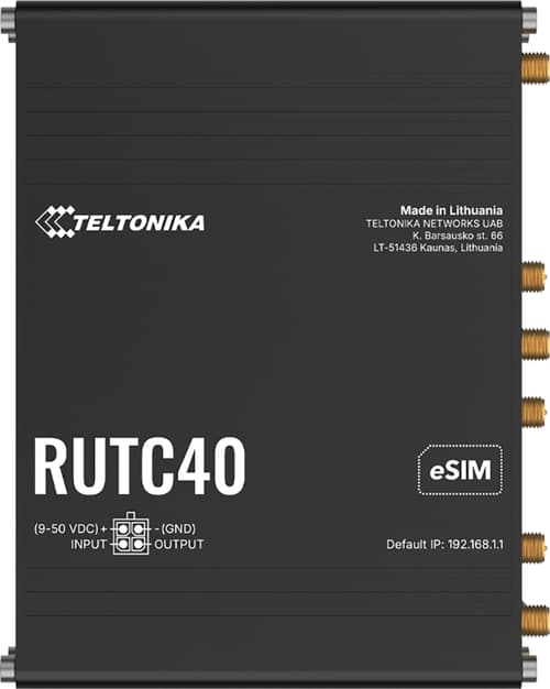 Teltonika RUTC40 - wireless router - WWAN - Wi-Fi 6 - 3G 4G 2G - DIN rail mountable wall-mountable surface-mountable - Wireless router Wi-Fi 6