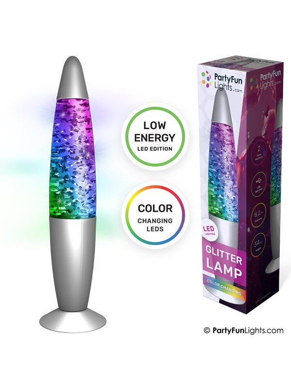 Party Funlight Glitter lampe - Multifarvet H: 34cm