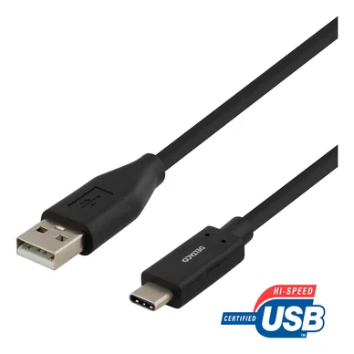 DELTACO USB 2.0 -kaapeli, Type A - Type C uros, 1m, musta USBC-1004 Vastaa: N/A