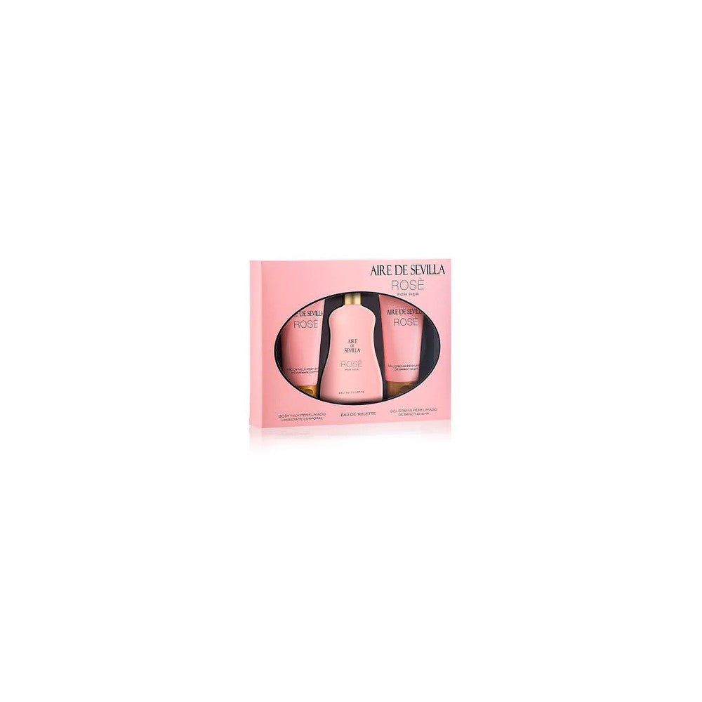 Instituto Español Aire De Sevilla Rose Gift Box naisille Eau De Toilette naisille 100 ml + puhdistava suihkugeeli 100 ml + silkkivaikutteinen vartalom